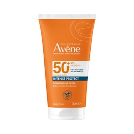 Avene Protector Solar Corporal Dermatológico Intense Protect FPS50+, Protector Solar Corporal y Facial para Piel Sensible, Protección UVA UVB y Luz Azul, Resistente al Agua, 150ml