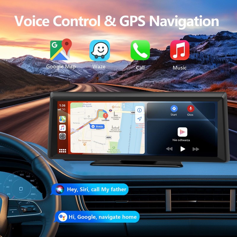 GNTM Wireless Carplay Screen for Car 2K Dash Cam, 8.1"
