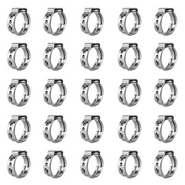 Qovydx 40Pcs 10.3mm-12.8mm Single Ear Hose Clamps 304 Stainless Steel PEX Cinch Clamps Stepless Cinch Crimp Rings Pinch Clamps for Pipe Fitting Connections