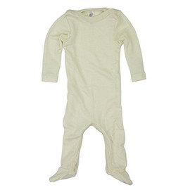 Baby sleepsuit with press studs, wool silk, colour: angel / nature, size EU 50/56 - EU 86/92 (UK 0 months - 24 months) - 62/68