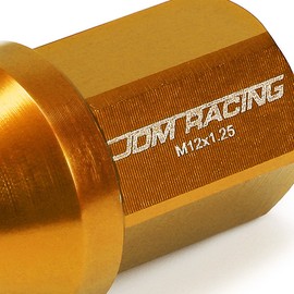 DNA Motoring M12x1.25 Universal Aluminum Lug Nuts, 20 Pcs Anodized Finish Closed End Acorn Nuts w/Socket Key, Orange Accents for Conical Seat, LN-ZTL-9018-125-OR