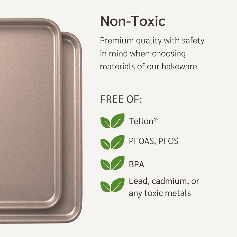 HAPPIELS 15x10 inches Non Toxic Non Stick Baking Sheet Set