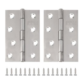 Door Hinges, Folding Butt Hinges, 304 Stainless Steel Door Hinges for Wood Home Furniture Hardware, Hinge with Screws, for Window, Cabinets, Wooden Boxes (2pcs 100x71)