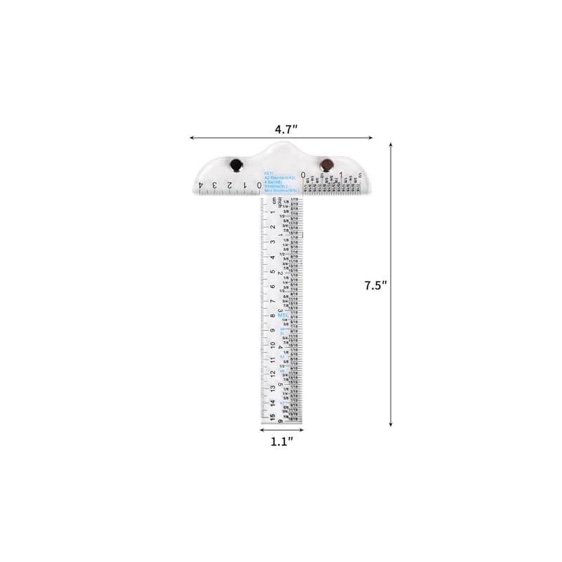 QUETTO 6-Inch Acrylic Clear T-Square Ruler-Transparent T Ruler for Crafting