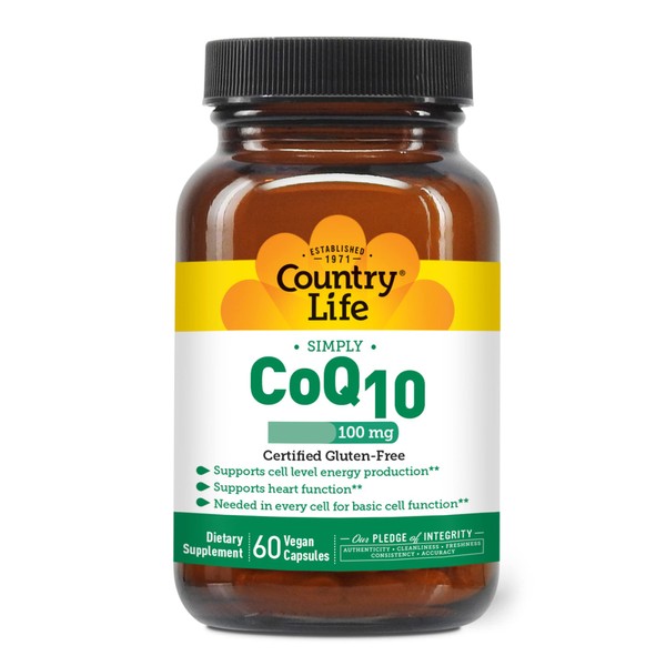 Country Life CoQ10, 100 mg, Vegetarian Capsule, 60-Count