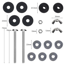 Universal Toilet Tank to Bowl Bolt Kit,Heavy Duty Toilet Tank Bolts Replacement,Waterproof 304 Stainless Steel Toilet Tank Bolts Washer Kit,Cistern to WC Pan Accessories,Easy to Install (2)