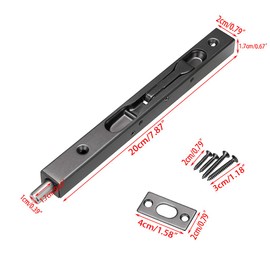 IGNPION Pack of 2 Door Flush Bolt Latch Lock Concealed Door Bolt Security Lever Action 304 Stainless Steel Brushed Slide Latch with Strike and Screws(Black,20cm in Length)