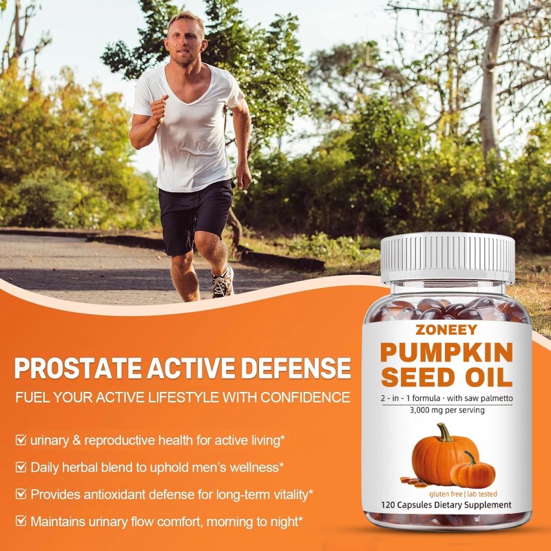 ZONEEY Pumpkin Seed Oil Saw Palmetto 3000 mg - Bladder