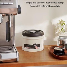 Airtight Storage Container, Vacuum Sealed Coffee Canister, Stainless Steel Press Type, Airtight Food Storage Container for Coffee Beans, Tea Nuts (750 ml, Beige)