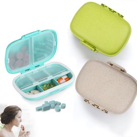 Pastillero Semanal Pequeño,3 Paquetes de Organizador de Pastillas con 8 Compartimentos,Pill Organizer Portáti de Viaje para Bolso,Caja Hermética Resistente Al Agua para Medicamentos Vitamínicos