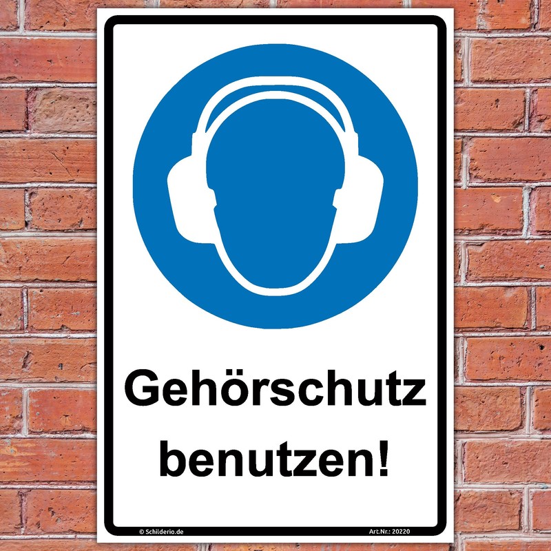 Sign "Gehörschutz tragen" ASR 1.3, Safety Sign 300 x 200