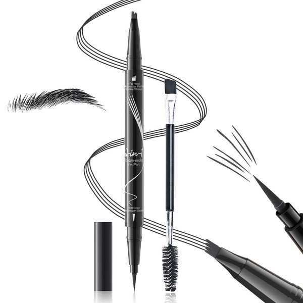 Eyebrow Pencils for Women 2-in-1 Dual-Ended, Microblading Eyebrow Pen 4-Fork-Tip
