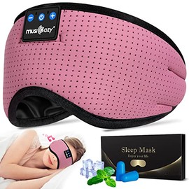 MUSICOZY Sleep Headphones Breathable Bluetooth 5.2 Headband 3D Sleeping Headphones, Wireless Eye Mask Sleep Earbuds for Side Sleeper Women Office Air Travel Cool Tech Gadgets Unique Gifts