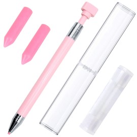 ZYNERY Diamond Painting Pen with Wax, Refillable Wax Pen, Rotating Glue Point Drill Pen for Nail Art Rhinestones, Diamond Art Accessories and Tools, Quickly Pick Up Beads Gems (Pink)