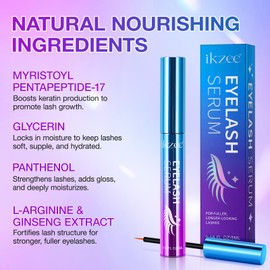 Eyelash Growth Serum, Eyelash Serum Lash Growth Enhancer, Advanced Natural Safe Lash Serum for Long, Thickness, Stronger, Healthier Lashes & Brows, Extensions & Eyebrows, Vegan & Cruelty-Free 5ml