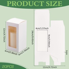 BENECREAT 20 Packs 6x6x12cm Clear Window Gift Boxes, White Bakery Boxes Gift Packaging Boxes for Anniversaries, Birthdays, Weddings, Graduation