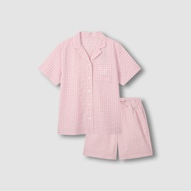 JAJU [JAJU/자주] ★온라인 단독★ 여 시어서커 체크 5부 파자마 세트_라이트 핑크 [JAJU] ★Online Exclusive★ Women's Seersucker Check 5-Part Pajama Set_Light Pink