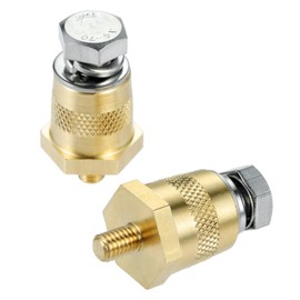 Aupoko Battery Terminal Adapter, Side Post to Top Post Battery Adapter for M8 Top or Side Terminal Charging Posts Auto Battery Terminal Brass Post Adapter Battery Post Connectors 2Pcs