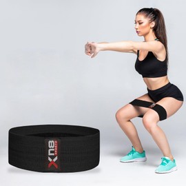 XN8 Fabric Resistance Bands Exercise Loops Booty Non-Slip Workout Band Set for Hips Glutes Legs Butt-Fitness-Yoga-Pilates (Black, L)