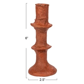 Creative Co-Op Round Dcorative Handmade Paper Mache Taper Holder, Terra-Cotta