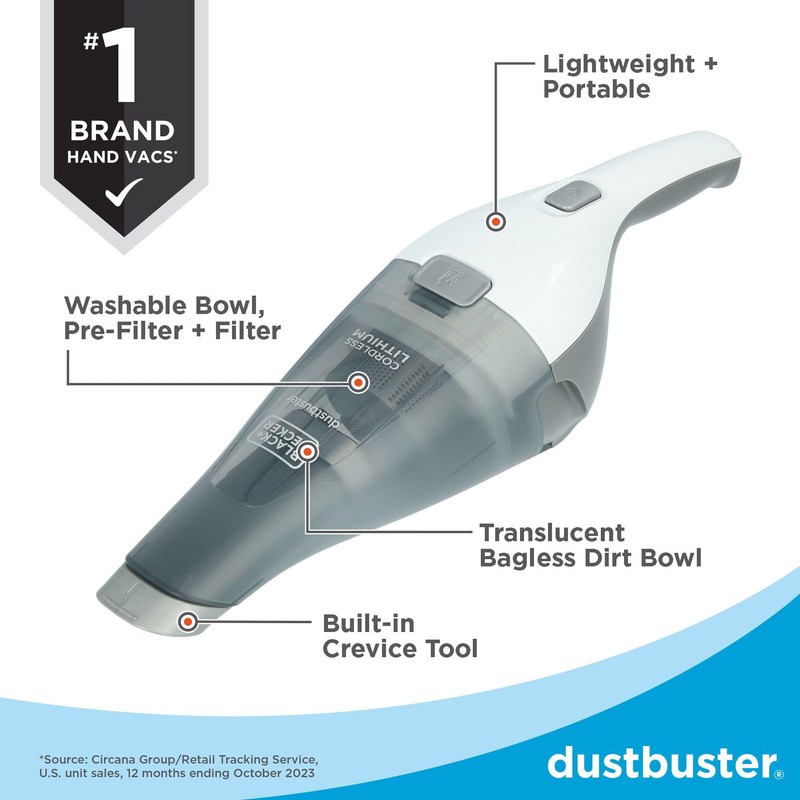 BLACK+DECKER dustbuster Cordless Handheld Vacuum, Portable Car Vacuum Cordless Rechargeable,