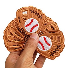 FSFYXHC 2.2"x2.6" 12pcs Baseball Softball Glove Iron On Embroidered Patches Appliques for Sport Trucker Cap Hat Machine Embroidery Needlecraft Sewing Game Day Handband Project Craft DIY