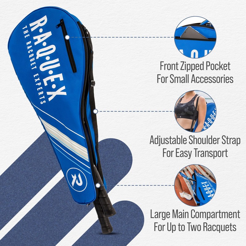 Raquex Tennis Racket Bag – Blue or Black - Tennis