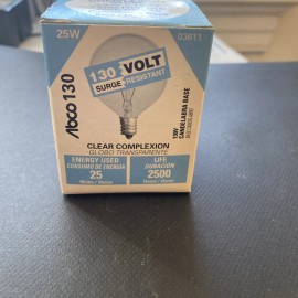 ABCO 25G161/2 130V Clear   Complexion 2500 Hours 25W 130V Candelabra Base Light