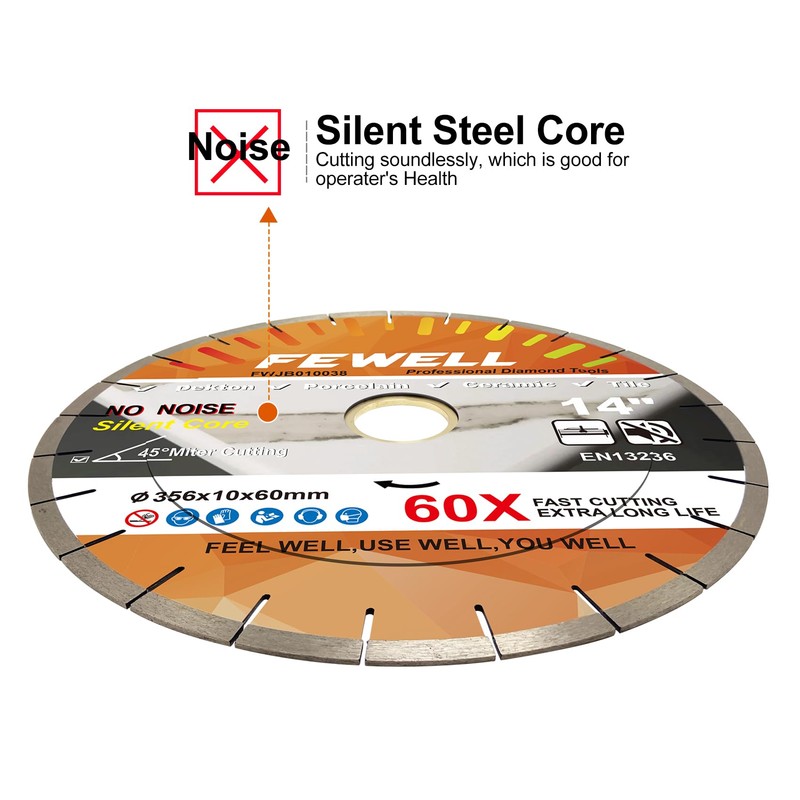 FEWELL 14inch Diamond Saw Blade 45° Miter Cutting Porcelain Bridge