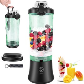 Portable Blender, Personal Size Blender for Shakes and Smoothies, Mini Blender, Strong Cutting Power with 6 Blades, 600ML Traveling Fruit Veggie Juicer Cup for Home, Sport, Office, Camping