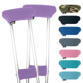 Universal Crutch Underarm Pad and Hand Grip Covers - Luxurious Soft Fleece with Sculpted Memory Foam Cores (Playful Purple)