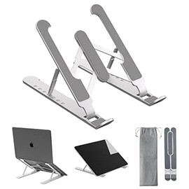 Mytrix Laptop Stand, Aluminum Alloy Computer Stand, Ergonomic Adjustable Laptop Riser Elevator for Desk, Anti-Slip Portable Metal Holder Notebook Stand Compatible with 10 to 17 inches Laptops, Silver