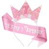 SUBTAVIK 7th Birthday Decorations, Girl Headband Flower Princess Crown Hairband
