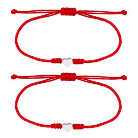 Kabbalah Red String Bracelet Red Bracelet for Protection,Mother Daughter Bracelets,Matching Heart Red Thread Friendship Bracelets for Teens, Couples, Sisters and Friends Gift (Silver)