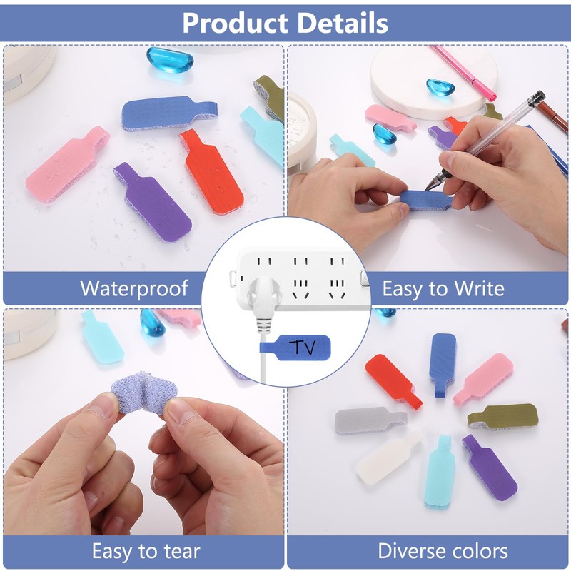 Pack of 40 Cable Labels, Multicoloured Cable Labels, Cable Labelling