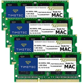 Timetec Hynix IC Apple 32GB Kit (4x8GB) DDR3L 1866MHz PC3-14900 SODIMM Memory Upgrade For selected Apple devices (32GB Kit (4x8GB))