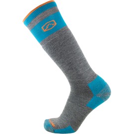 CloudLine - Calcetines de lana de merino para esquí y snowboard (peso medio), Verde azulado/Anaranjado, X-Large (Men 12-14.5, Women 13.5-15)