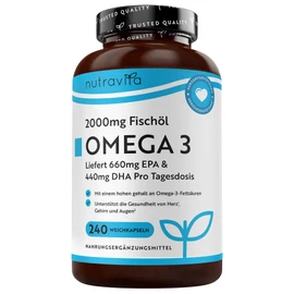 Nutravita High Dose Omega-3 (2000 mg) - 660 mg EPA & 440 mg DHA - Pure Fish Oil Soft Gels - Made in the UK