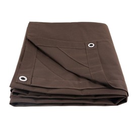 Mytee Products 8' x 10' Dark Brown Canvas Tarp 12oz - Water Resistant & Breathable - Heavy Duty Tarps - Multipurpose Tarpaulin Cover for Camping Tent