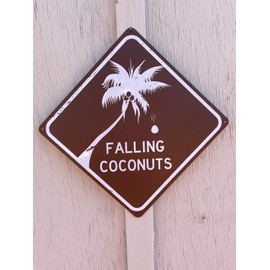 Falling Coconuts 12" x 12" Tropical Beach Tin Road Sign Bar Pub Garage Diner Cafe Coastal Home Wall Decor