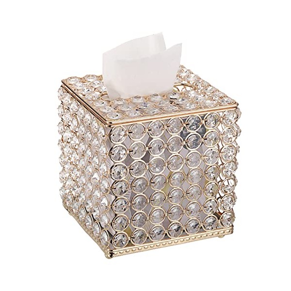 Sumnacon Crystal Square Tissue Box Cover - Sparkling Glass Cube