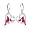 JZMSJF 925 Sterling Silver Red Cardinal Earrings Drop Dangle Earrings