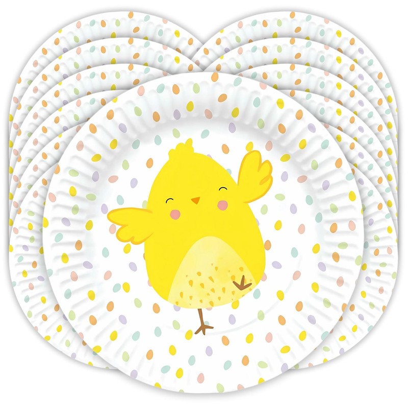 AKH® Easter Paper Plates 22cm Disposable Plates Cute Rabbit and