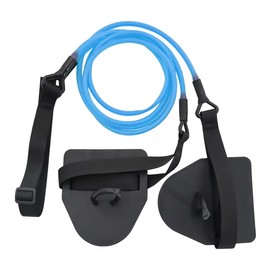 Laroal Land Swimming Trainer With Hand Paddles Resistance Rope Pull Band Fitness Detachable Elastic Band For Improving Arm Strength（Blue 40 Lbs）