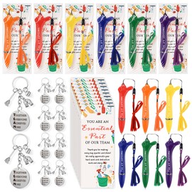 Equsion 50 Sets Housekeeping Appreciation Gift Thumbs up Pens Team Keychains Thank You Cards Christmas Favors Inspirational Gift