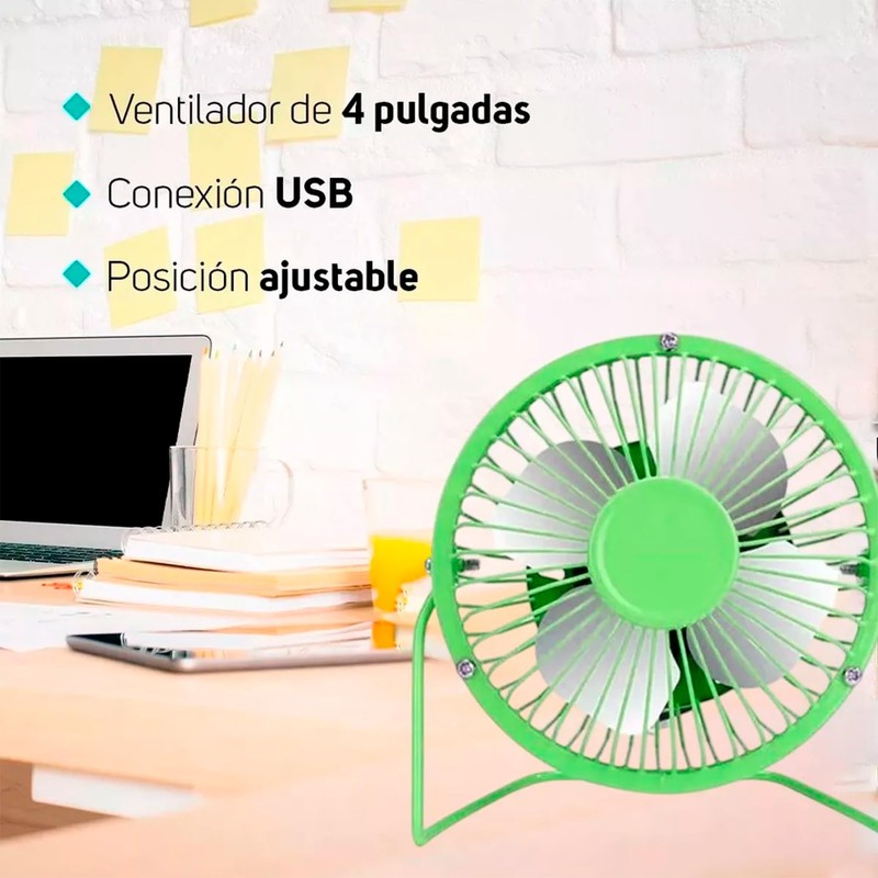 Ventilador De Escritorio Usb Portátil 4 Aspas Mini Metalico color