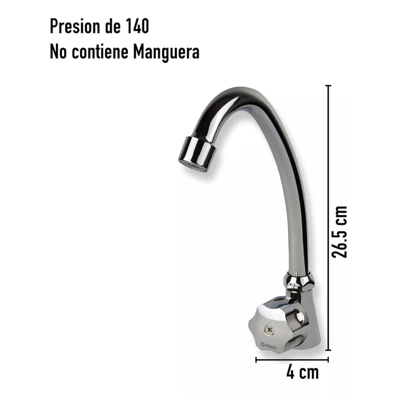 CNX Llave Con Cuello Rígido Para Fregadero Cromado Llave De