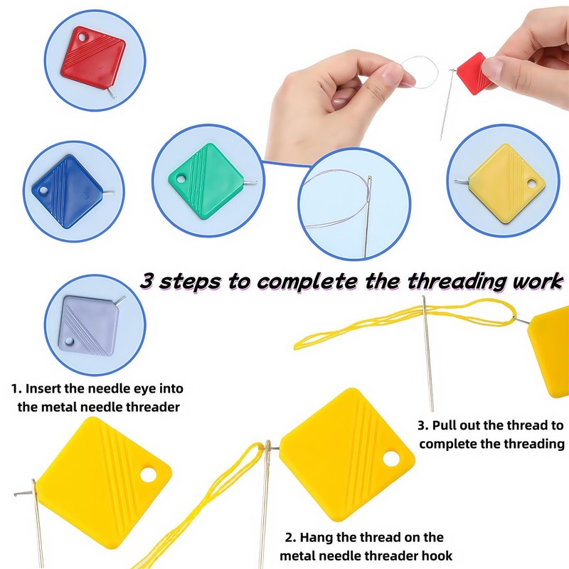Omeblos Needle Threaders,Needle Threaders Hand Sewing,Square Plastic Needle Threader,Needle Threader