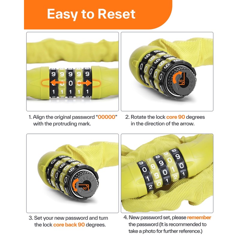 Sportneer High Security 5-Digit Combination Anti-Theft Lock for Bicycle, Motorcycle,