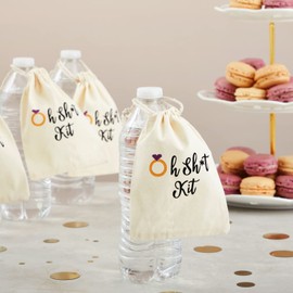 BLUE PANDA 20 Pack Drawstring Hangover Kit Bags for Bachelorette Party, Weddings, Bachelor, Bridal Shower, Party Favors (Cotton, 4x6 in) - Bachelorette Goodie Bags